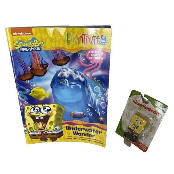 Spongebob Activity Book & Spongebob Figurine New - Picture 1 of 8